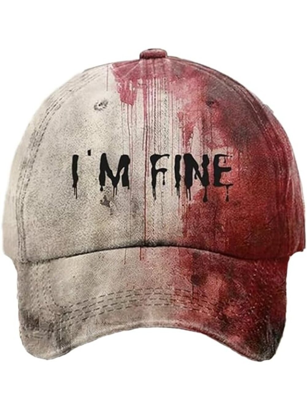 Unisax Beige Problem Solved Adjustable Bloody Printed Halloween Baseball Cap